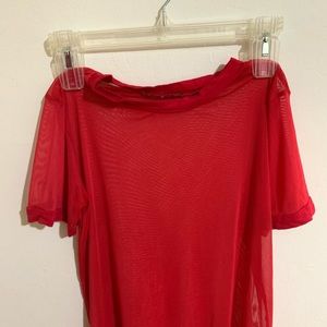 red see through workout top